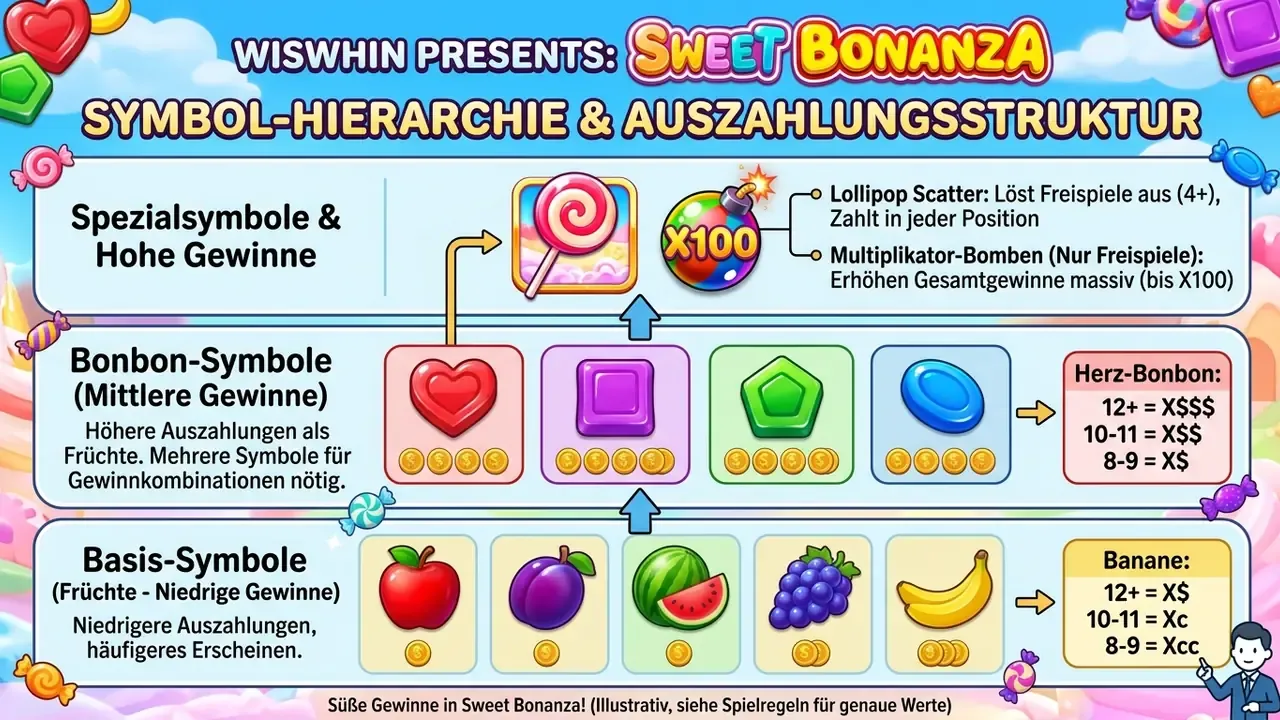 Sweet Bonanza Symbol-Hierarchie