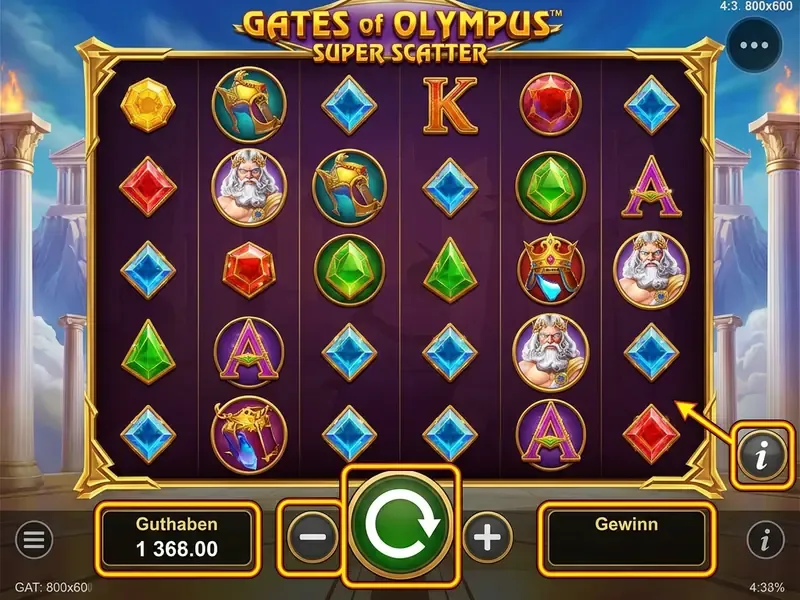 gates of olympus super scatter demo – Benutzeroberfläche mit Steuerungselementen